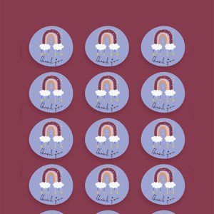 75 SM Boho Rainbow Thank You Stickers Purple